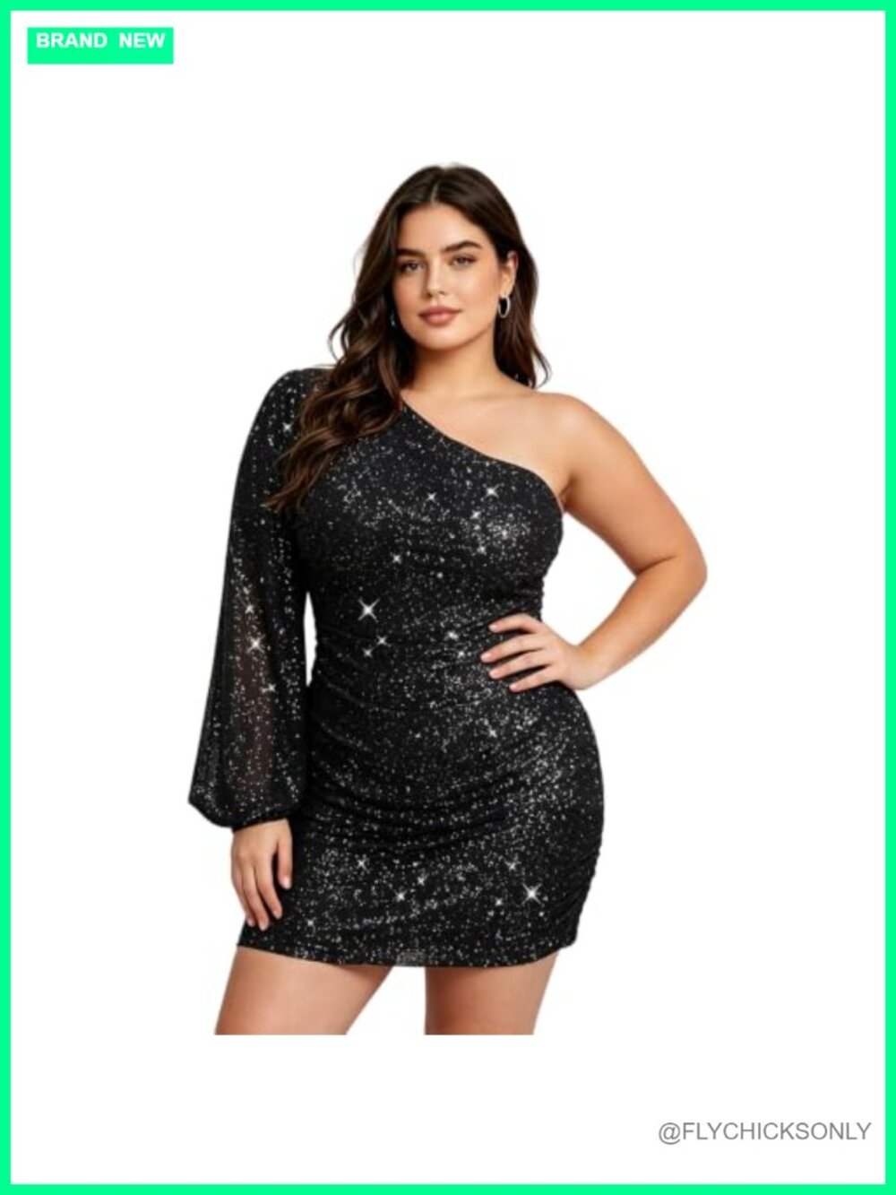 One Shoulder Sequin Bodycon Ruched Mini Dress Party Prom Club